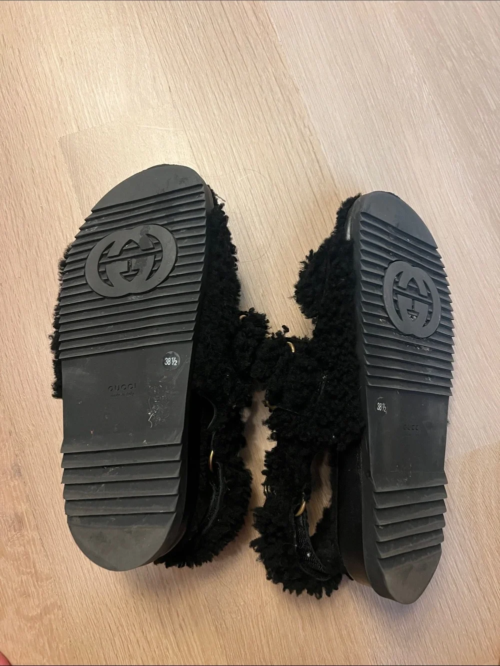 Gucci Shearling Dad Sandals